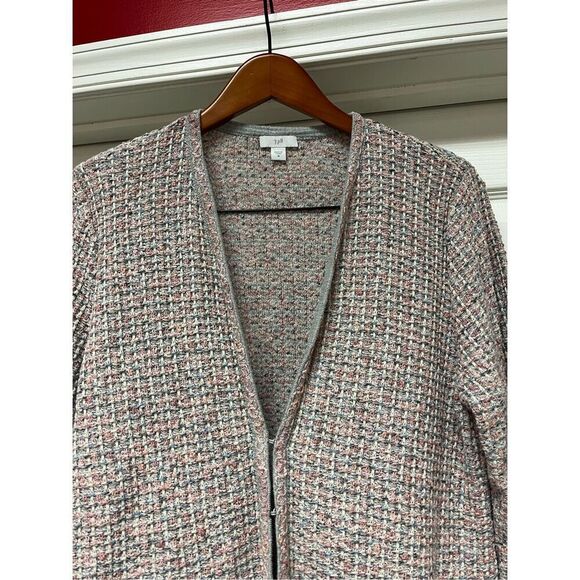 J. Jill Pink & Gray Tweed Look Cardigan Sweater sz M - Picture 6 of 8